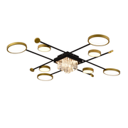 Lampadario LED con telecomando e cristallo GUIDA 46W, 8 Elementi, Luce Fredda/Calda/Neutra, Dimmerabile, Lampadari LED Nero Oro con Telecomando Titolo predefinito Alessandro Design