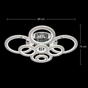 Lampadario LED con telecomando e cristallo NOVA ROTONDA RGB, 8 Cerchi, Luce Fredda/Calda/Neutra, Dimmerabile, Cromo Lucido
