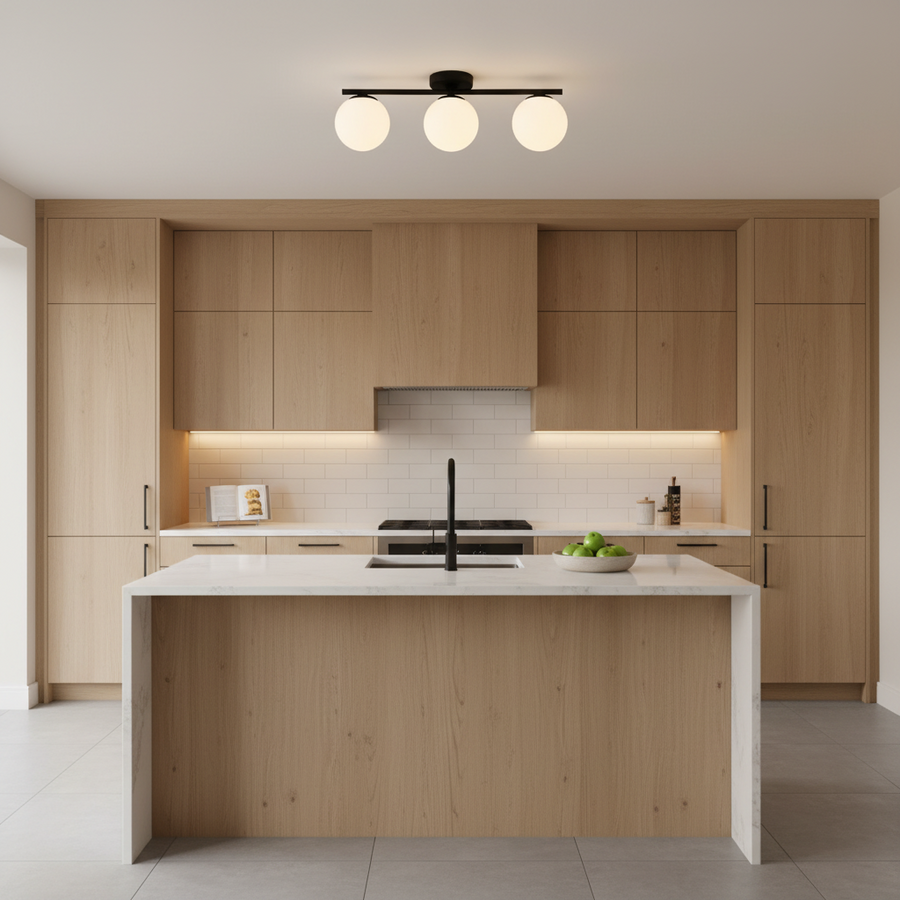 Lampadario in cristallo ORI, 46 cm, 3xG9, Globi, Nero