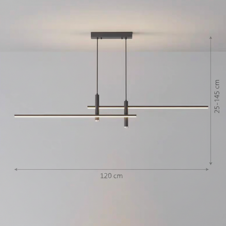 Lampadario a sospensione LED RINA 50W, Lineare, Luce Fredda/Calda/Neutra, Nero, Altezza Regolabile Lampadari Moderni Titolo predefinito Alessandro Design