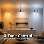 Lampadario a sospensione LED RINA 50W, Lineare, Luce Fredda/Calda/Neutra, Nero, Altezza regolabile