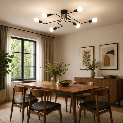 Lampadario MODERNIST Hexa 6, 6x E27, Nero, Design Moderno