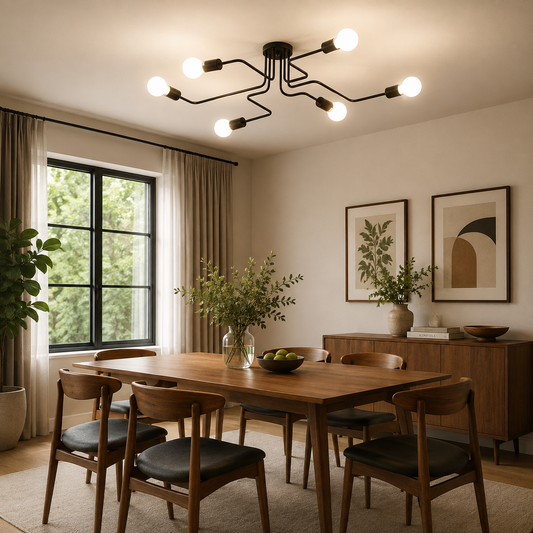 Lampadario MODERNIST Hexa 6, 6x E27, Nero, Design Moderno