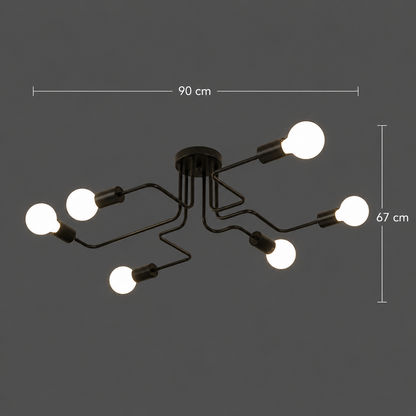 Lampadario MODERNIST Hexa 6, 6x E27, Nero, Design Moderno