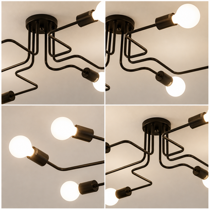Lampadario MODERNIST Hexa 6, 6x E27, Nero, Design Moderno