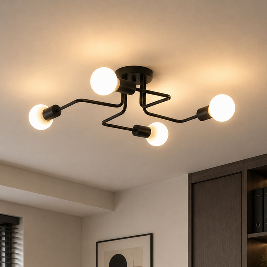Lampadario MODERNIST Quadra 4, 4x E27, Nero, Design Moderno