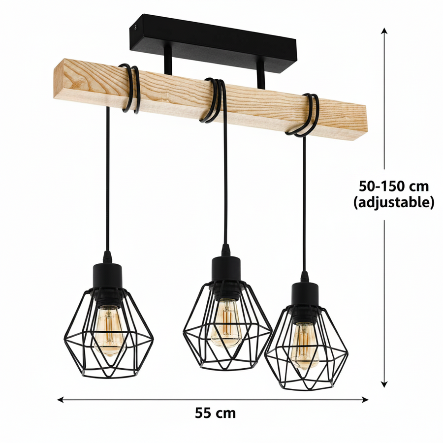 Lampadario Marcellus, 3x E27, Marrone Nero Lampadari industriali Titolo predefinito Alessandro Design