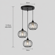 Lustra Monica, 3 X E27, Negru, Metal si Sticla