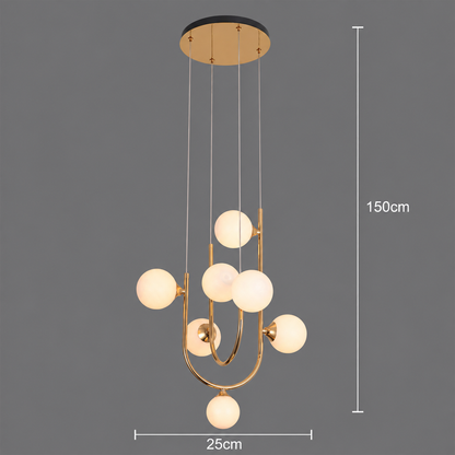Lustra Suspendata GIJDUVAN Petito, 7 x G9, Diametru 25cm, Metal, Auriu, Inaltime Reglabila