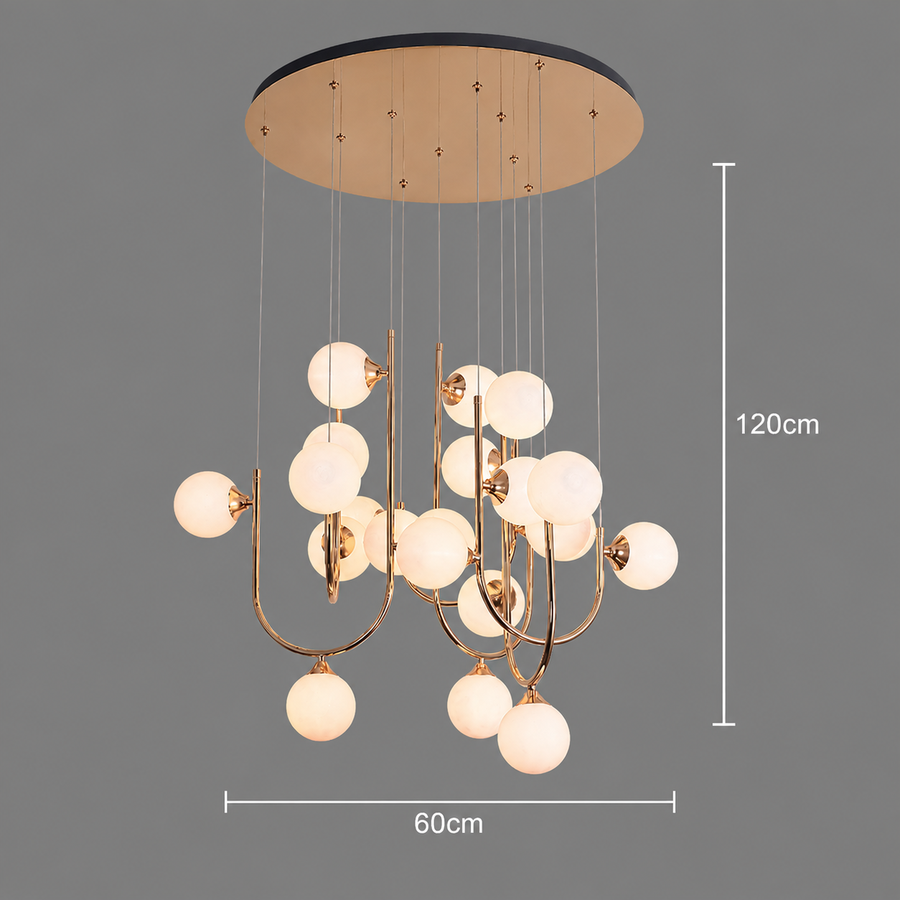 Lustra Suspendata GIJDUVAN Magno, 21 x G9, Diametru 60cm, Metal, Auriu, Inaltime Reglabila
