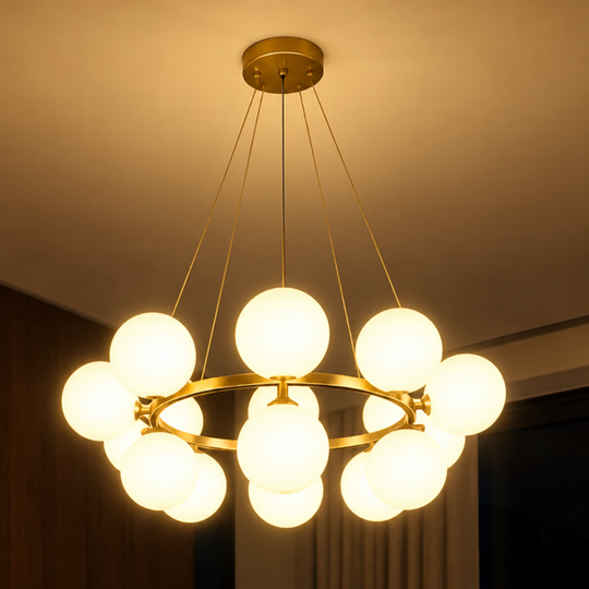 Lampadario da camera LOFT, 15x G9, oro bianco, metallo, altezza regolabile, moderno