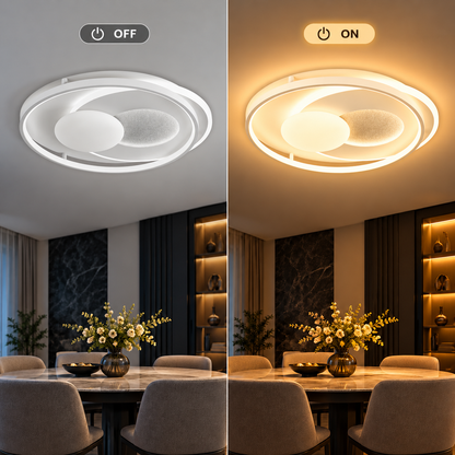 Lampadario LED con telecomando ASTERA, Forma Rotonda, 86W, Luce Fredda/Calda/Neutra, Dimmerabile, Bianco