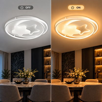 Lustra LED cu telecomanda ASTERA, Forma Corpuri Ceresti, 87W, lumina Rece/Calda/Neutra, Dimabila, Alb