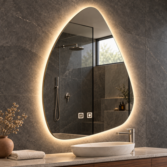 Specchio organico a LED 40x60 cm, luce fredda, sistema antiappannante, dimmerabile