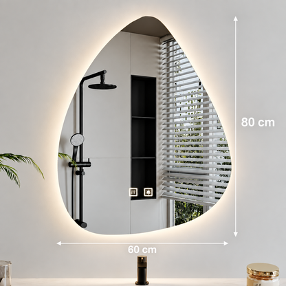 Specchio organico a LED 60x80 cm, luce fredda, sistema antiappannante, dimmerabile