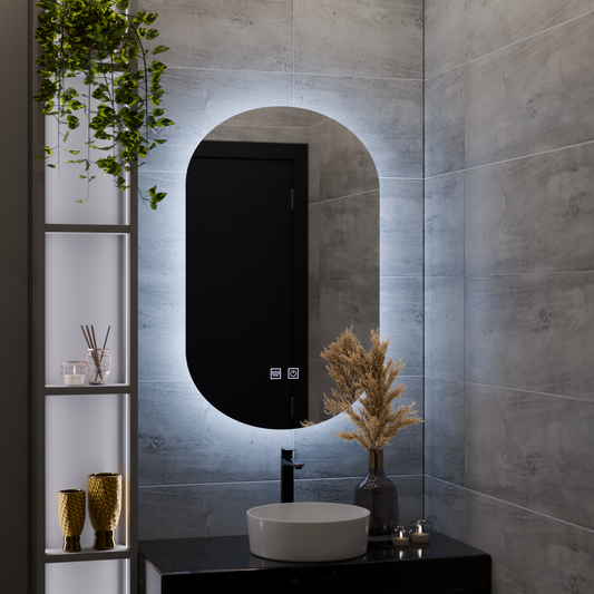 Specchio ovale a LED, 50X80cm, E14S/50X80, Touch, Sistema antiappannamento Specchi Korman E Titolo predefinito Alessandro Design