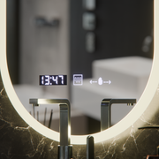 Specchio ovale a LED, 50x100 cm, sensore Lucia Marcello, sistema antiappannamento, orologio e termometro, specchi dimmerabili Korman E Titolo predefinito Alessandro Design