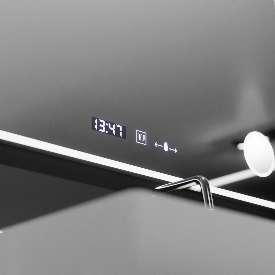 Specchio LED rettangolare 120x80 Aura Riflesso Puro MotionGlow Marcello, Sistema Disappannante, Termometro e Orologio, Specchi Dimmerabili Marcello Titolo predefinito Alessandro Design