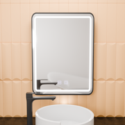 Specchio rettangolare a LED, 50x70 cm, EDGE Touch, sistema Demister, cornice nera Specchi Korman E Titolo predefinito Alessandro Design
