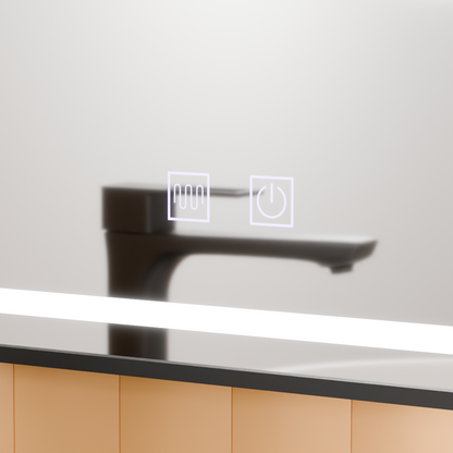Specchio rettangolare a LED, 50x70 cm, EDGE Touch, sistema Demister, cornice nera Specchi Korman E Titolo predefinito Alessandro Design