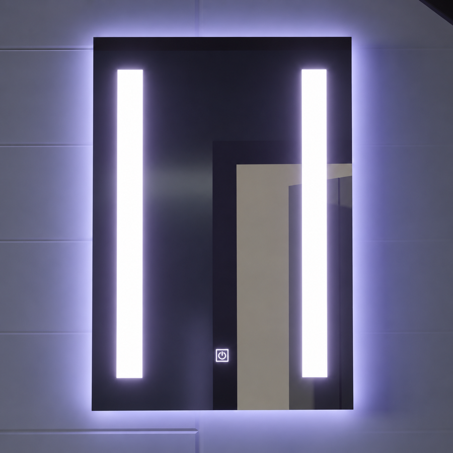 Specchio LED rettangolare, 50x70cm, C206S/50X70 Touch, Sistema Demister, Dimmerabile