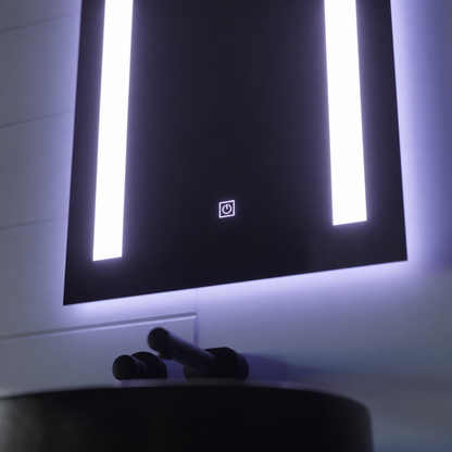 Specchio LED rettangolare, 50x70cm, C206S/50X70 Touch, Sistema Demister, Dimmerabile