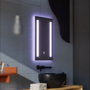 Specchio LED rettangolare, 50x70cm, C206S/50X70 Touch, Sistema Demister, Dimmerabile