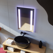 Specchio LED rettangolare, 50x70cm, C206S/50X70 Touch, Sistema Demister, Dimmerabile