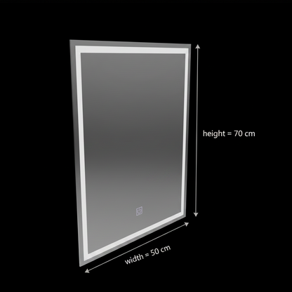 Specchio LED rettangolare, 50x70 cm, FRAME Basic Touch