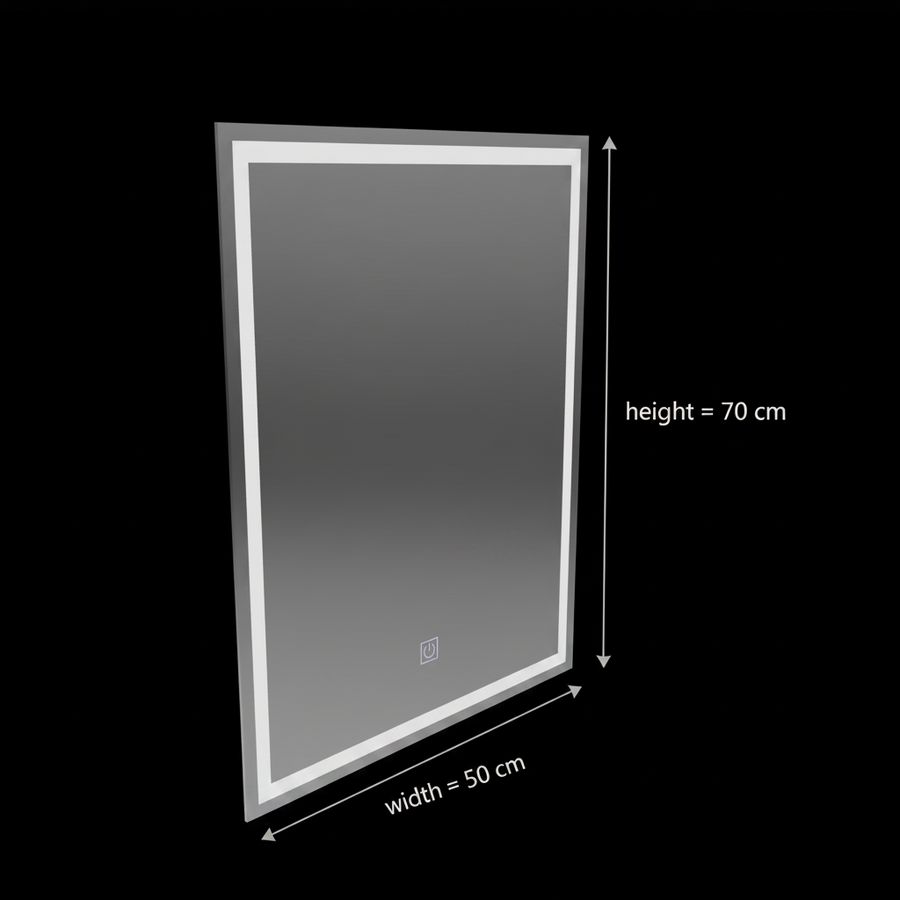 Specchio LED rettangolare, 50x70 cm, FRAME Basic Touch
