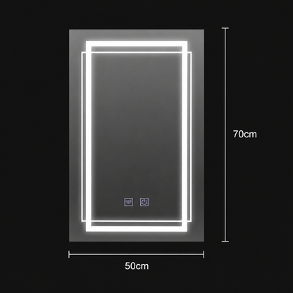 Specchio rettangolare a LED, 50x70 cm, KOVEN Touch, sistema Demister, dimmerabile