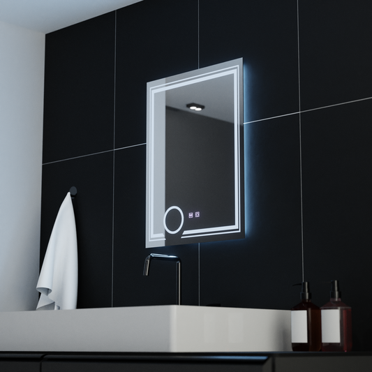 Specchio LED rettangolare, 60x80cm, CANTO Touch, Sistema Demister, Specchi Dimmerabili Korman E Titolo predefinito Alessandro Design
