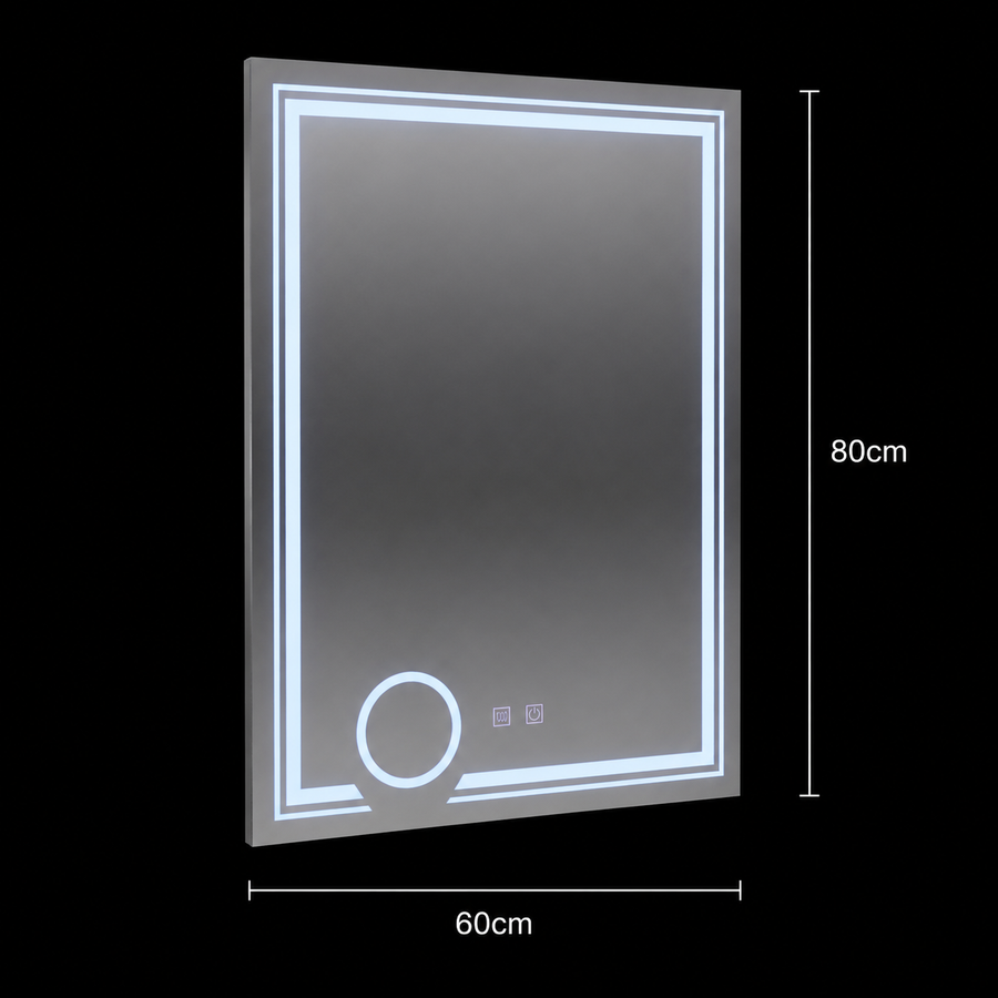 Oglinda LED Rectangulara, 60x80cm, CANTO Touch, Sistem Dezaburire, Dimabila