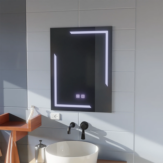 Specchio LED rettangolare, 60x80 cm, ECLISSA Touch, Sistema Demister, Dimmerabile