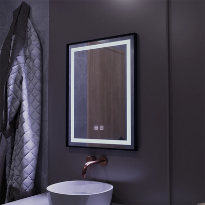 Specchio rettangolare a LED, 60x80 cm, EDGE Touch, sistema Demister, cornice nera