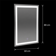 Specchio LED rettangolare, 60x80 cm, FRAME Basic Touch