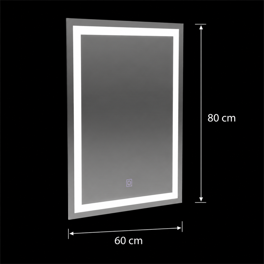Specchio LED rettangolare, 60x80 cm, FRAME Basic Touch