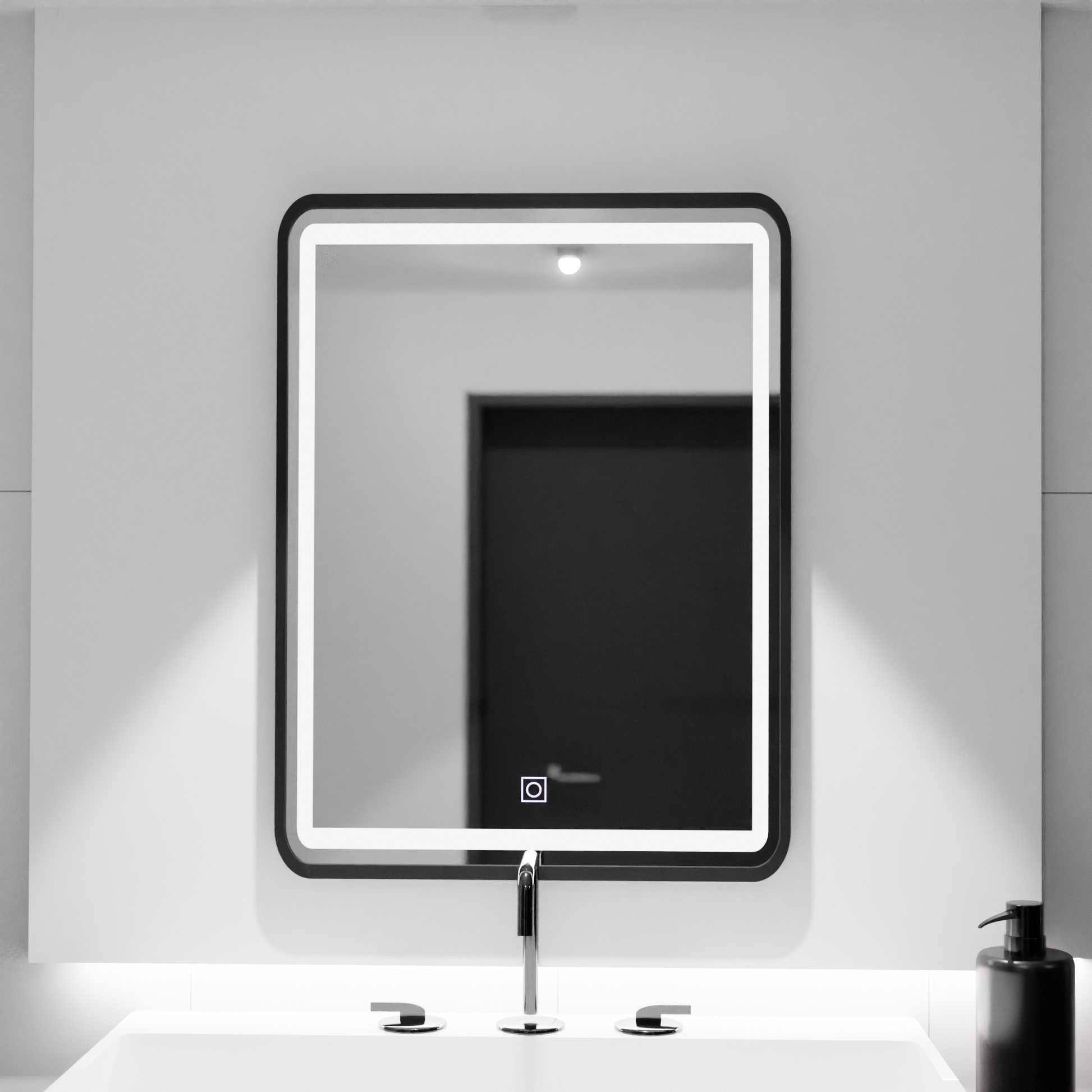 Specchio rettangolare a LED, 60x80 cm, paralume Basic Touch Specchi Korman C Titolo predefinito Alessandro Design