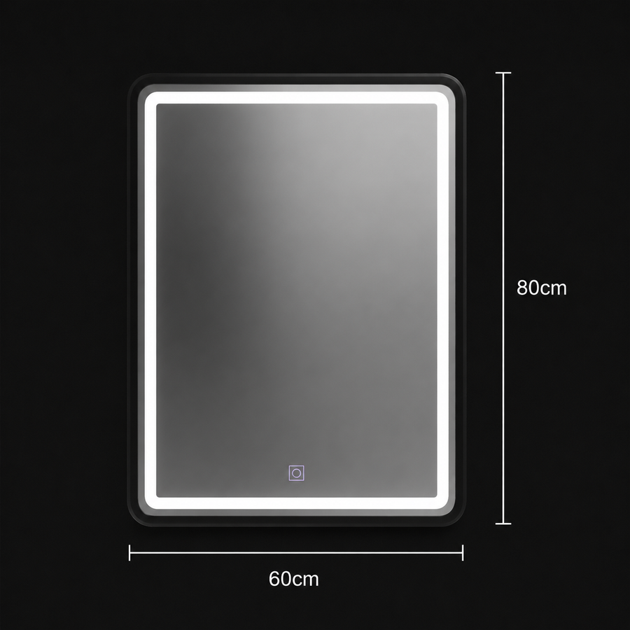 Specchio rettangolare a LED, 60x80 cm, paralume Basic Touch