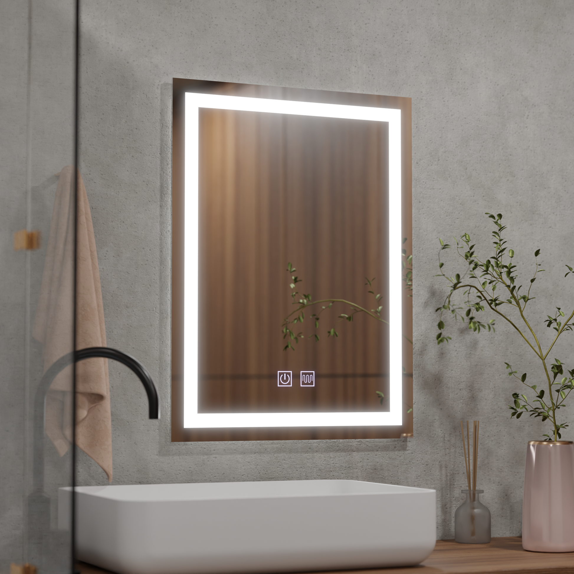 Specchio LED rettangolare, 45x60cm, RADIANTE Touch, Sistema Demister, Specchi Dimmerabili Korman E Titolo predefinito Alessandro Design