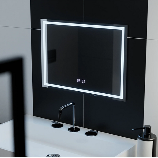 Specchio LED rettangolare, 70x50cm, RADIANTE Touch, Sistema Demister, Dimmerabile