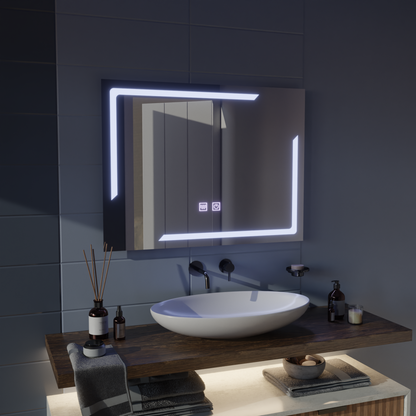 Specchio LED rettangolare, 80x60cm, ECLISSA Touch, Sistema Demister, Specchi Dimmerabili Korman E Titolo predefinito Alessandro Design