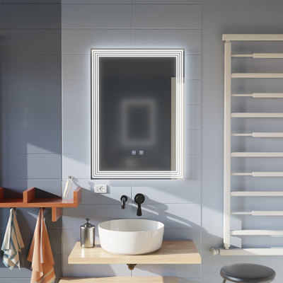 Specchio LED rettangolare, Demist, 50x70 cm, ADIS Basic Touch