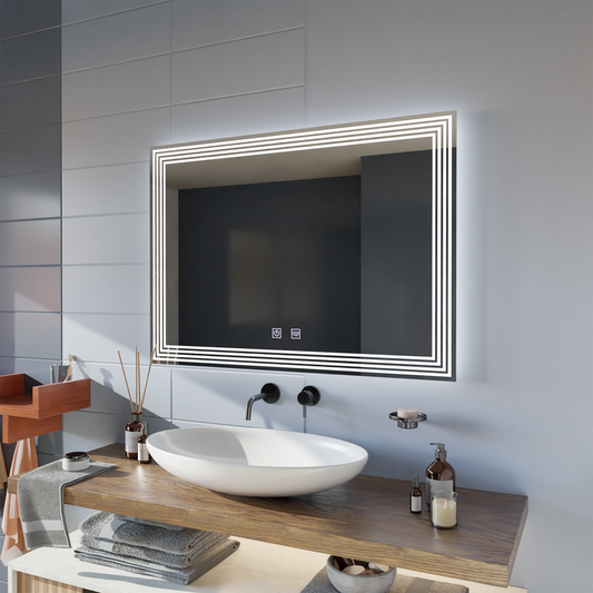Specchio rettangolare a LED, Demister, 80x60cm, ADIS Basic Touch Specchi Korman E Titolo predefinito Alessandro Design