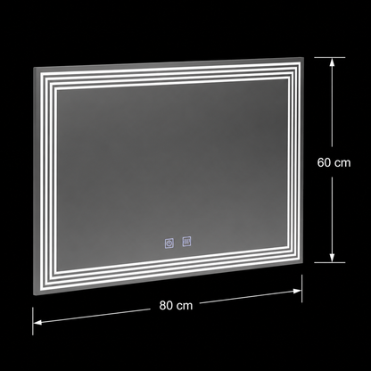 Specchio LED rettangolare, Demist, 80x60 cm, ADIS Basic Touch