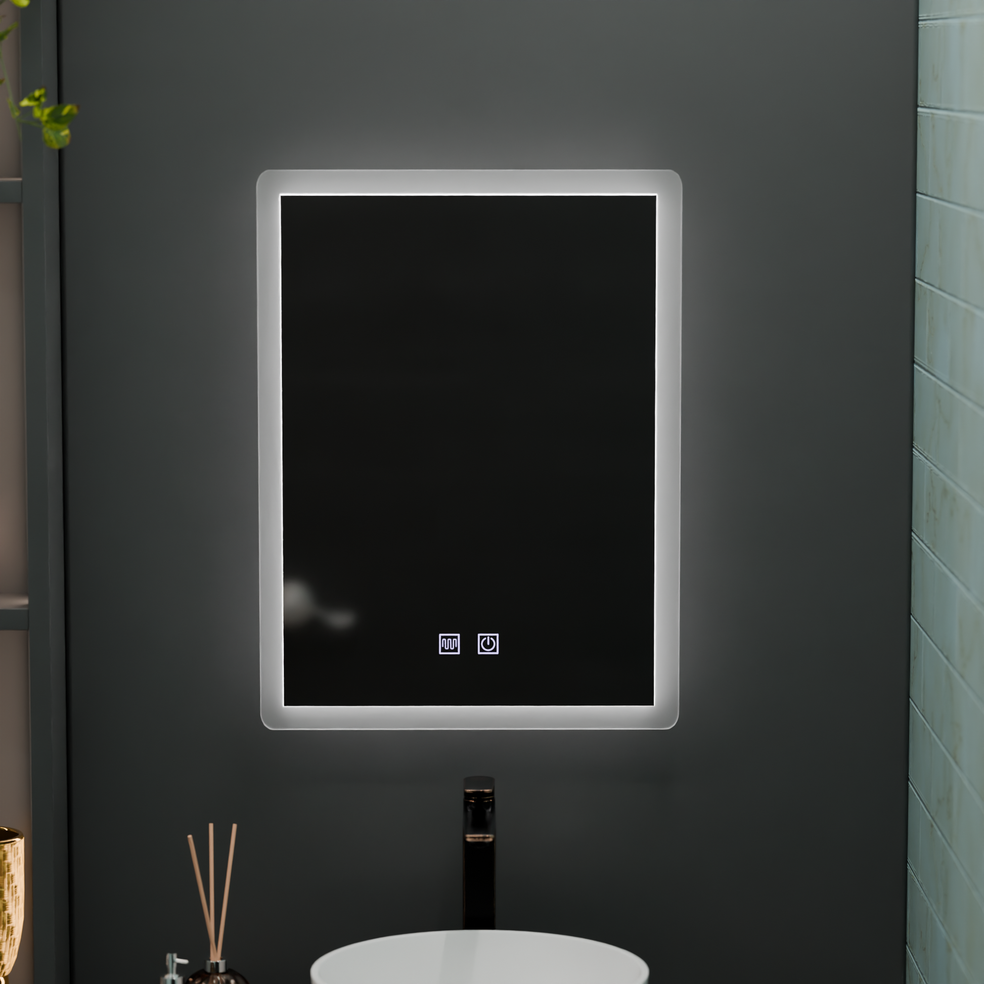 Specchio LED rettangolare, 60x80cm, Touch VENERA, Sistema Demister, Specchi Dimmerabili Korman E Titolo predefinito Alessandro Design
