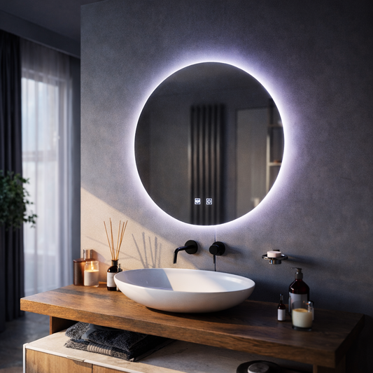 Specchio LED Rotondo, 12W, 50cm, Isolda, Touch, Sistema Demist, Luce Fredda 6000k Specchi Korman E Titolo predefinito Alessandro Design