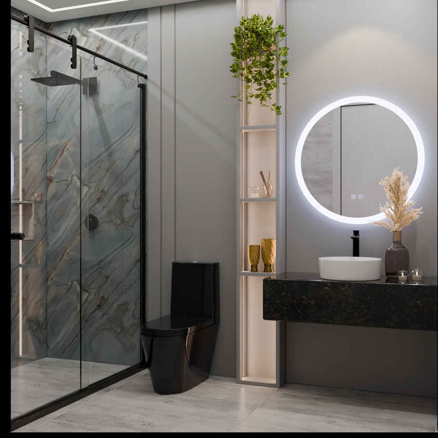 Specchio rotondo a LED, 50 cm, Noxia Touch, sistema antiappannante, specchi dimmerabili Korman E Titolo predefinito Alessandro Design