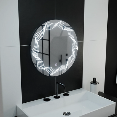 Specchio rotondo a LED 60 cm, Flusso Touch, sistema antiappannante, dimmerabile