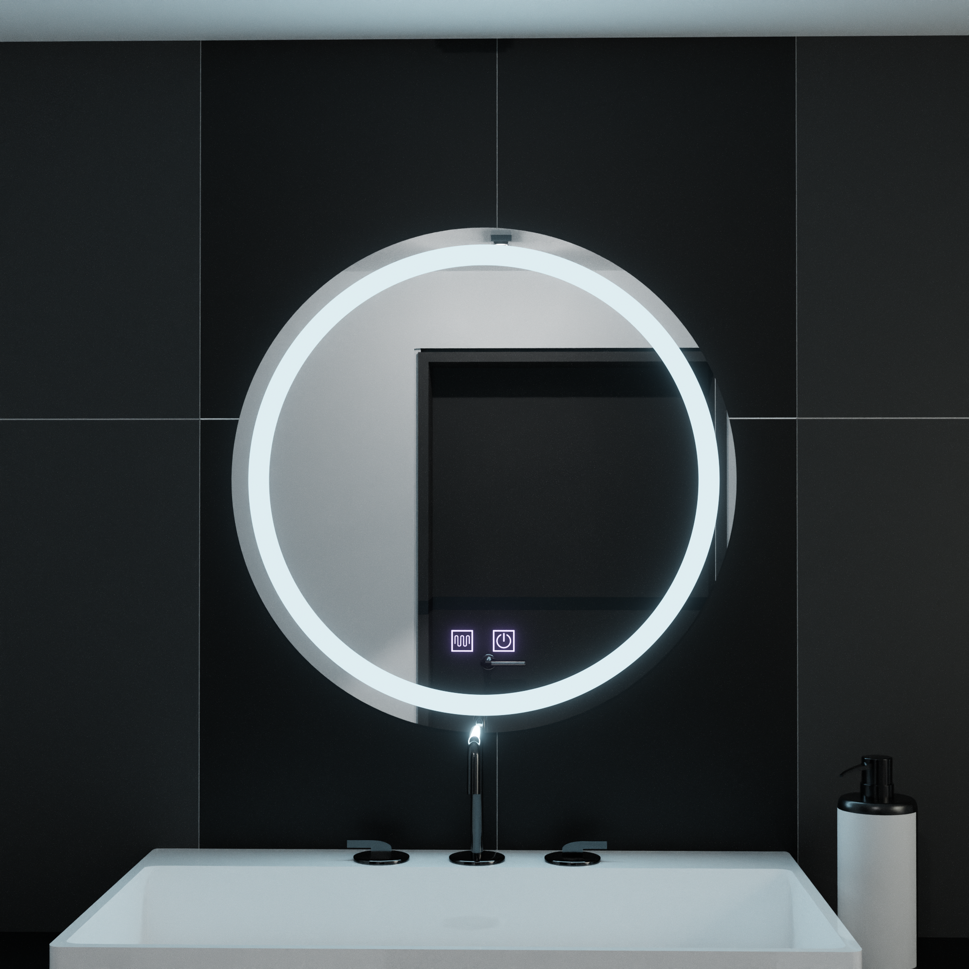 Specchio rotondo a LED, 60 cm, luce touch, sistema antiappannante, specchi dimmerabili Korman E Titolo predefinito Alessandro Design